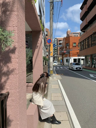 [Lined] H-line long linen skirt (3cm)