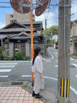 [Lined] H-line long linen skirt (3cm)