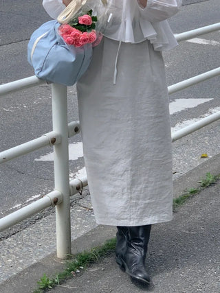 [Lined] H-line long linen skirt (3cm)
