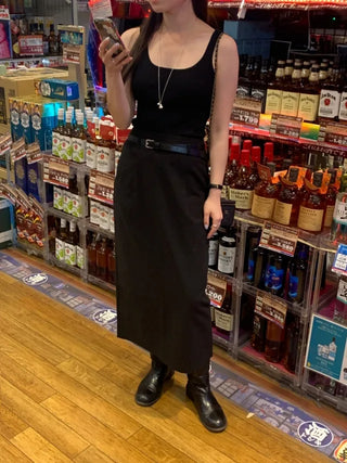 [Lined] H-line long linen skirt (3cm)