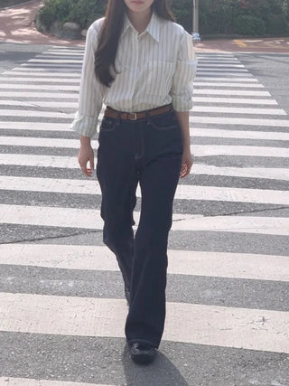 Loose-fit cotton striped shirt (2c)