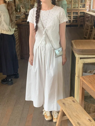 Flower frill short-sleeved T-shirt (2c)