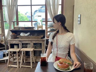 Flower frill short-sleeved T-shirt (2c)