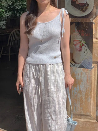 Ribbon ribbed camisole (5cm)
