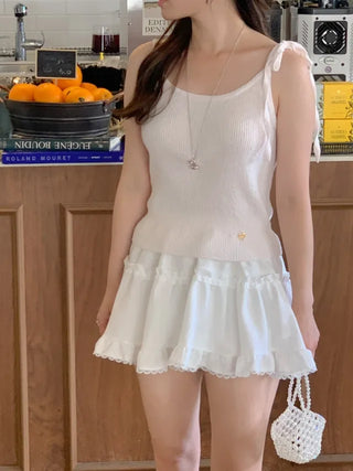 Ribbon ribbed camisole (5cm)