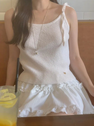 Ribbon ribbed camisole (5cm)