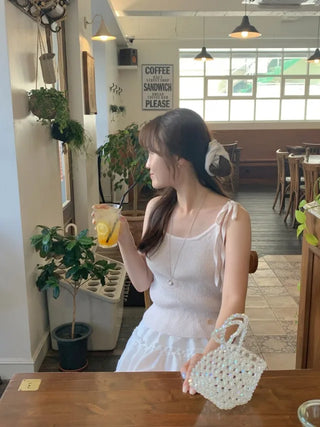 Ribbon ribbed camisole (5cm)