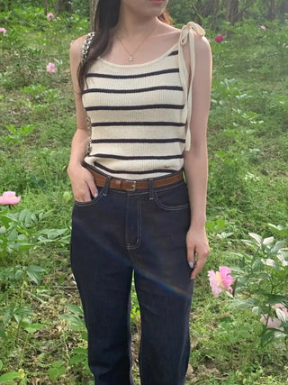 Ribbon ribbed camisole (5cm)