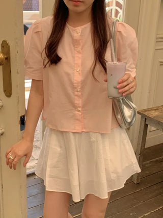 Lovely short-sleeved puff blouse (3c)