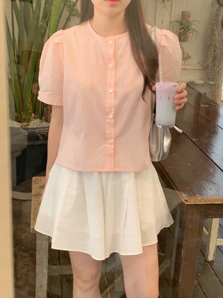 Lovely short-sleeved puff blouse (3c)