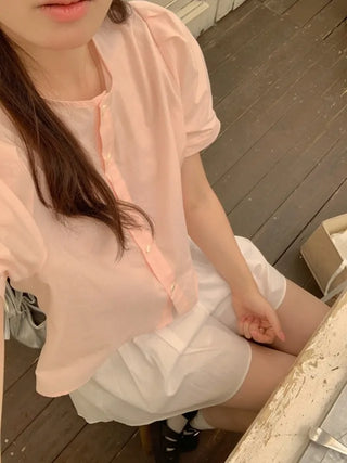 Lovely short-sleeved puff blouse (3c)