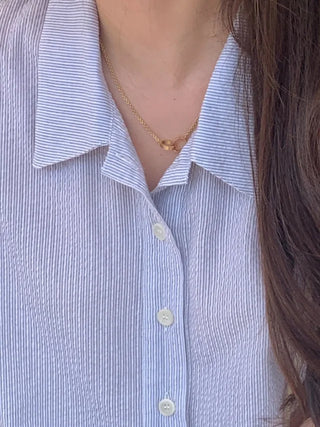 Summer Striped Seersucker Short-Sleeve Shirt