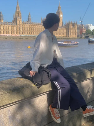 Wide-leg fleece-lined track pants