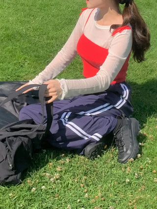 Wide-leg fleece-lined track pants