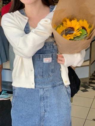Cargo denim overalls