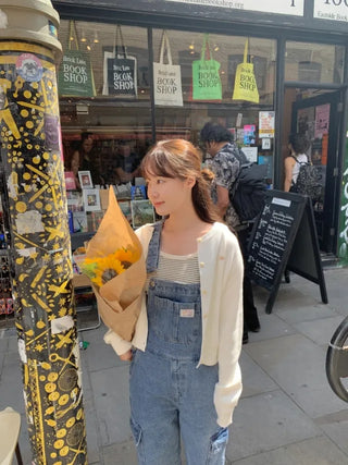 Cargo denim overalls