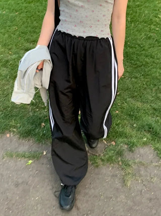 Wide-leg fleece-lined track pants