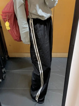 Wide-leg fleece-lined track pants