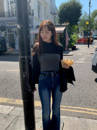 Spandex frill inner turtleneck