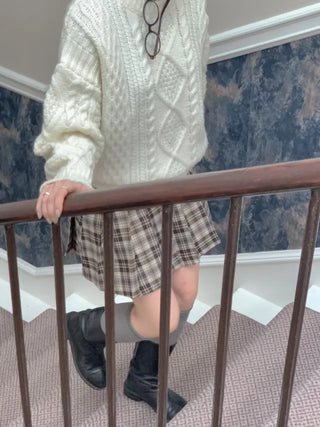 Loose-fit wool twist cable knit sweater
