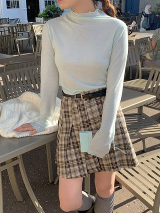 Spandex frill inner turtleneck