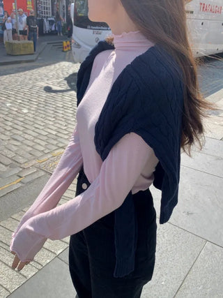 Spandex frill inner turtleneck
