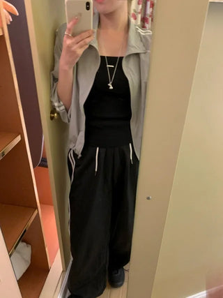 Wide-leg fleece-lined track pants