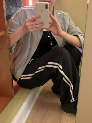 Wide-leg fleece-lined track pants