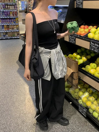 Wide-leg fleece-lined track pants