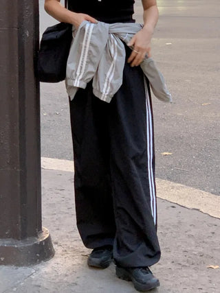 Wide-leg fleece-lined track pants