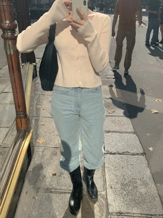 Autumn Days Semi-Wide Wash Denim Pants