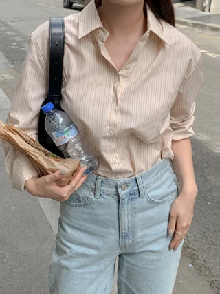 Autumn Loose Fit Striped Shirt