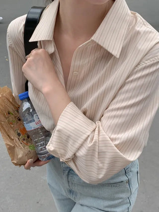 Autumn Loose Fit Striped Shirt