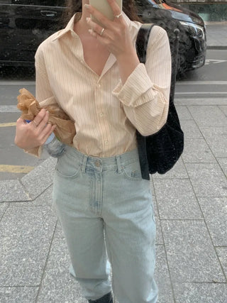 Autumn Loose Fit Striped Shirt