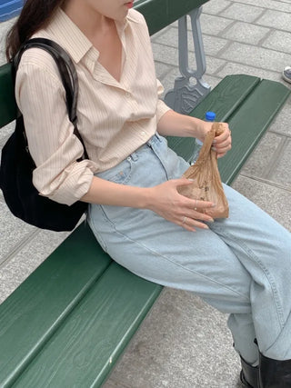 Autumn Loose Fit Striped Shirt