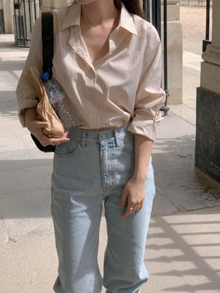 Autumn Loose Fit Striped Shirt