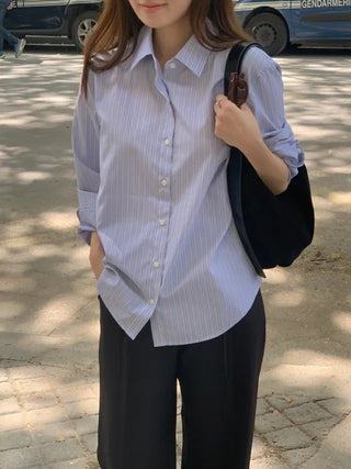 Autumn Loose Fit Striped Shirt