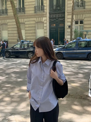 Autumn Loose Fit Striped Shirt