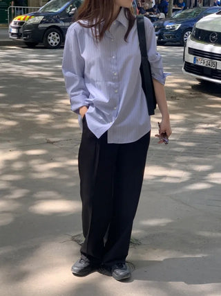 French pleated wide slacks