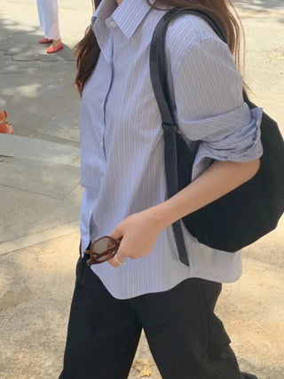 Autumn Loose Fit Striped Shirt