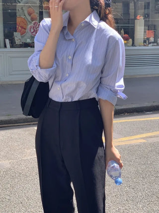 French pleated wide slacks