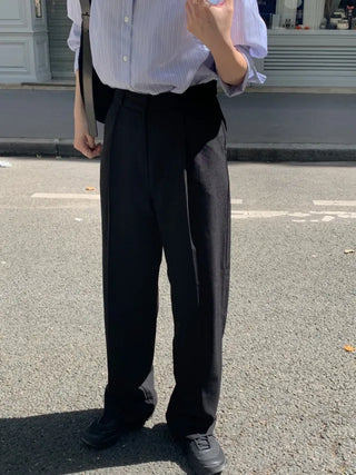 French pleated wide slacks