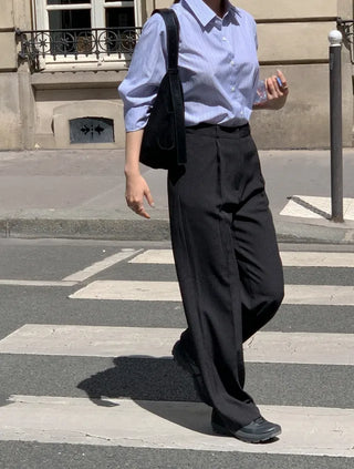 French pleated wide slacks
