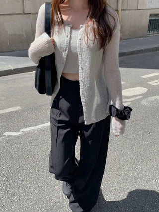 French pleated wide slacks