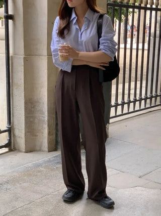 French pleated wide slacks