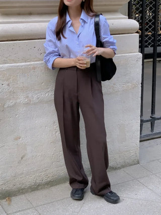 French pleated wide slacks