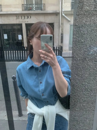 Loose-fit denim shirt