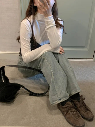 Spandex frill inner turtleneck