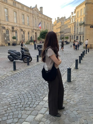 French pleated wide slacks