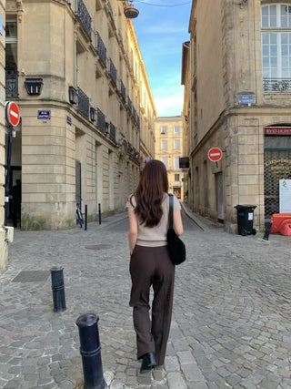 French pleated wide slacks